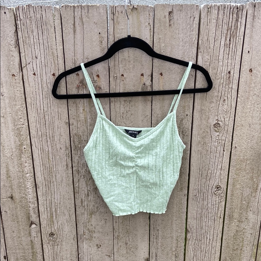 Monki Green Ribbed Crop Camisole